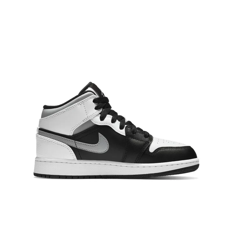 Jordan 1 Mid White Shadow (GS) Black/Medium Grey-White (554725-073)