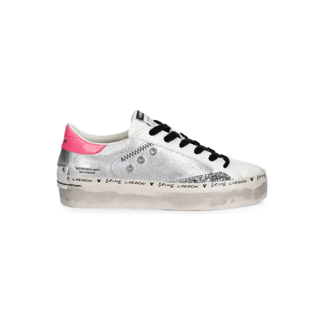 Crime London Flatform-Sneakers mit Glitter “White” (29050PP8)