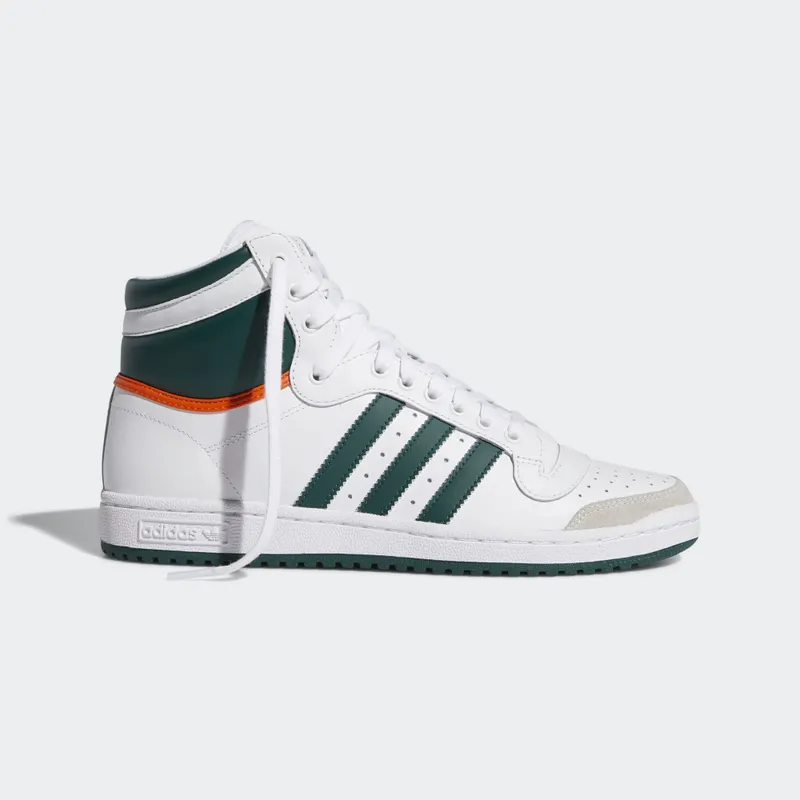 adidas  Top Ten Hi Miami Hurricanes Cloud White/Collegiate Green/Orange (EF2516)