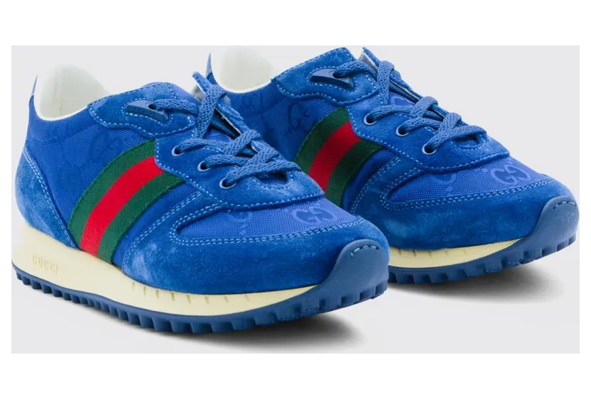 Gucci Re-Motion Sneakers in Suede and Canvas with GG Jacquard Monogram Blue (850511AAFO94241)