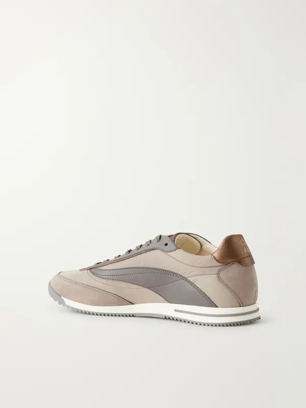 Brunello Cucinelli Suede and Leather-Trimmed Shell Sneakers Gray (MZUMNGA357) (4)