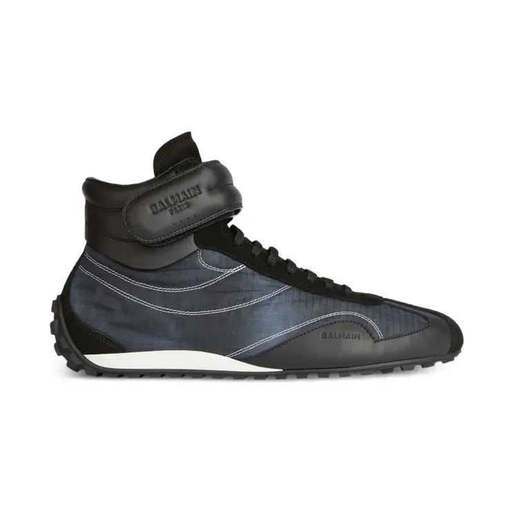 Balmain Racing Mid-Top aus Nylon und Leder “White” (HM1VG424TYVC)