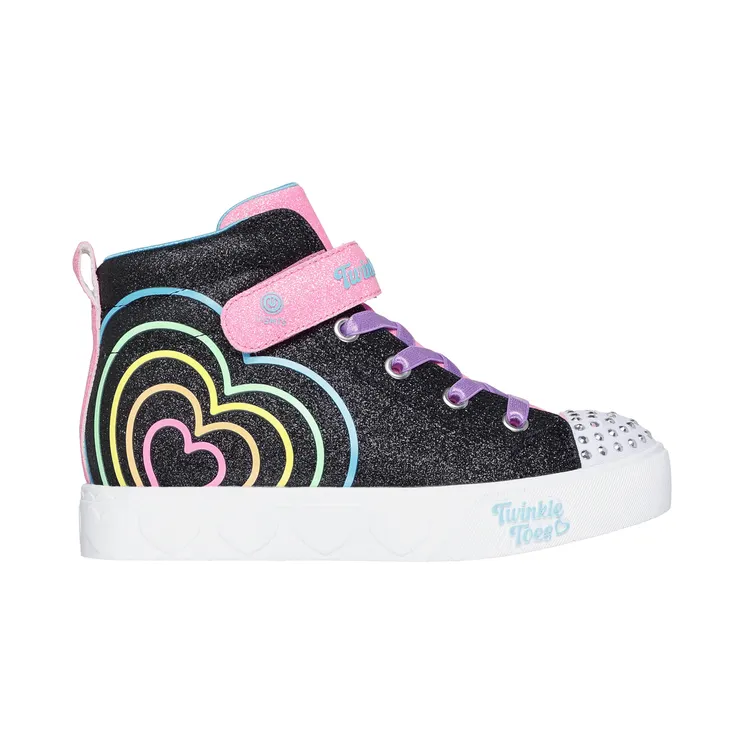 Skechers Twinkle Toes Heart Steps “Heart Glow – Black” (314623LBKMT)