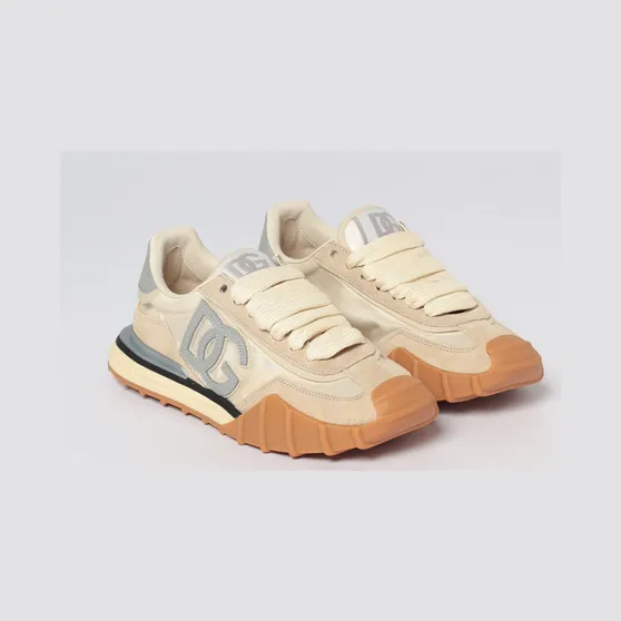 Dolce & Gabbana DG Athletic Sneakers in Suede and Nylon Beige (CK2384A6H638J031)