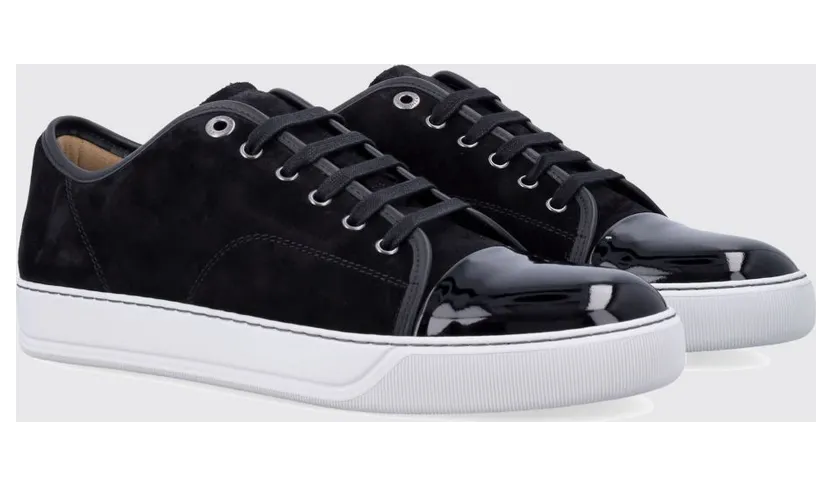 Lanvin DBB1 Suede Calf Leather Sneakers with Patent Leather Toe-Cap Black (FMSKDBB1VBAL10)