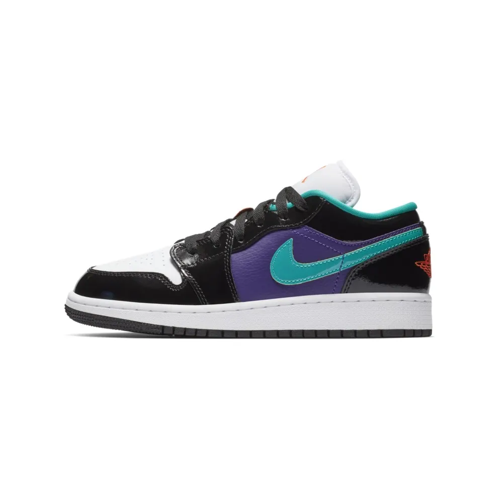 Jordan 1 Low Black Court Purple Turbo Green (GS) Black/White-Court Purple-Turbo Green (553560-035)