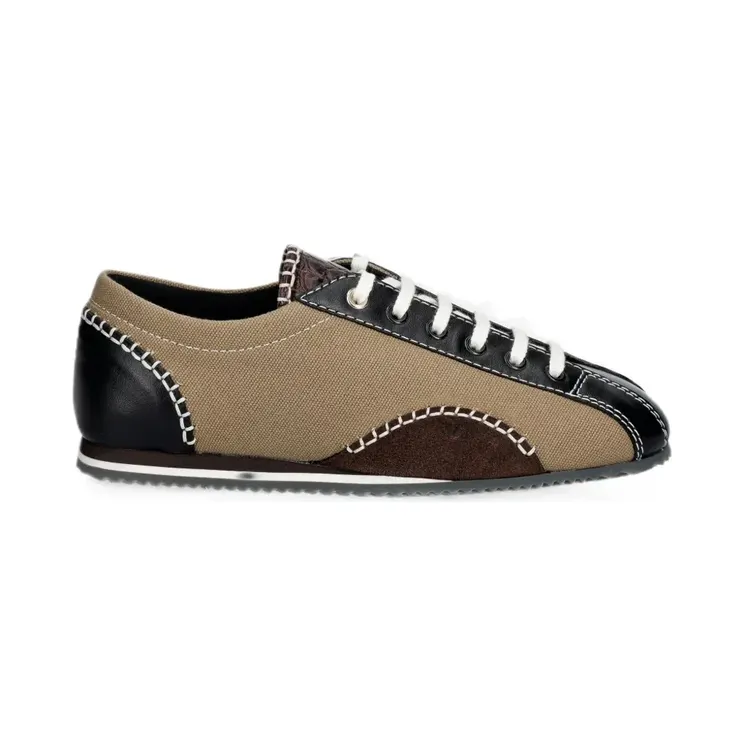 Wales Bonner Paris sneakers met contrasterende stiksels en leren vlakken – Beige (WBW46040A23071533)
