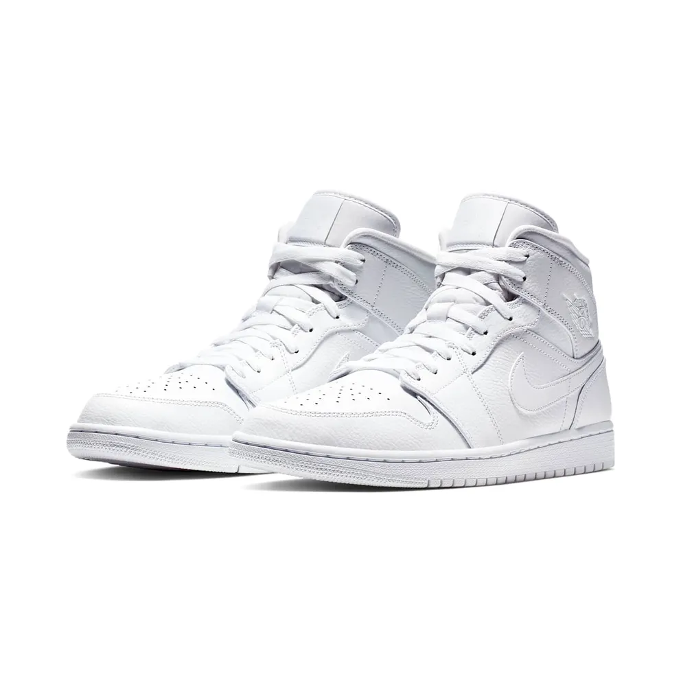 Air Jordan Nike AJ I 1 Mid Triple White (2019) (554724-129)