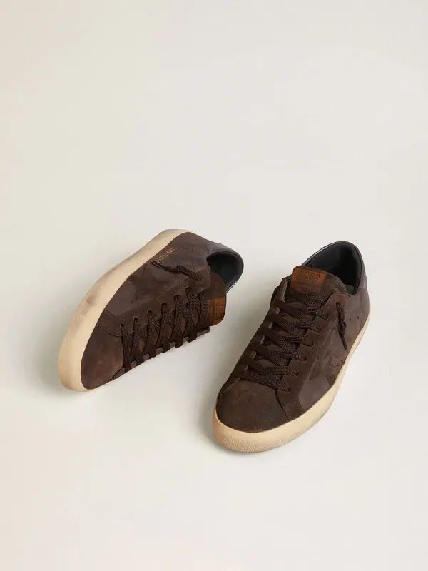 Golden Goose Super-Star Ltd In Brown Nubuck With Suede Star And Purple Leather Heel Tab (GMF00101.F007969.55100) (2)