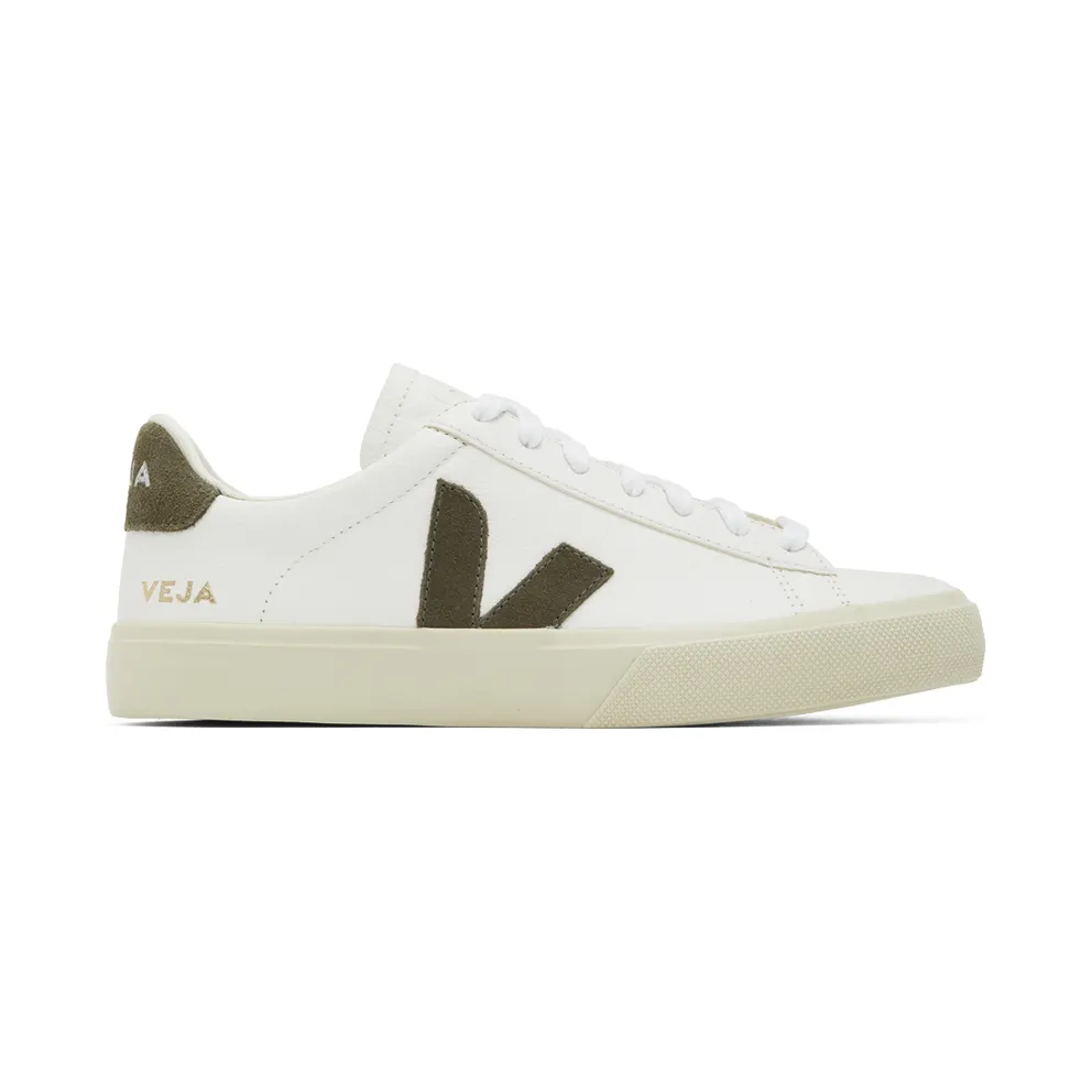 Veja White & Khaki Leather Campo Sneakers (CP0502347)