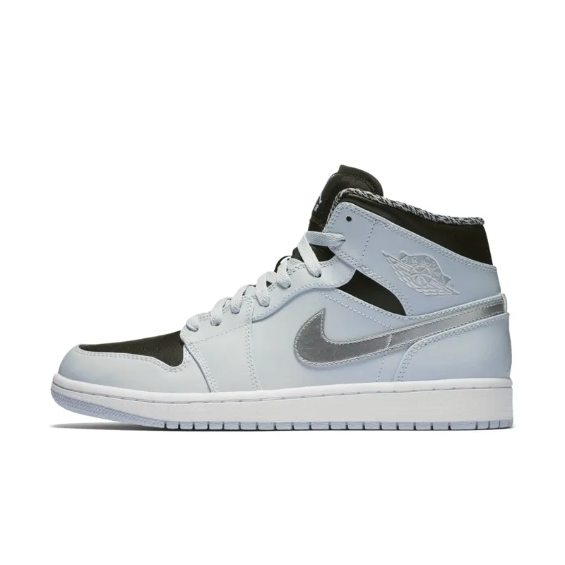Jordan 1 Mid Pure Platinum Metallic Silver Pure Platinum/White-Metallic Silver-Black (554724-032)