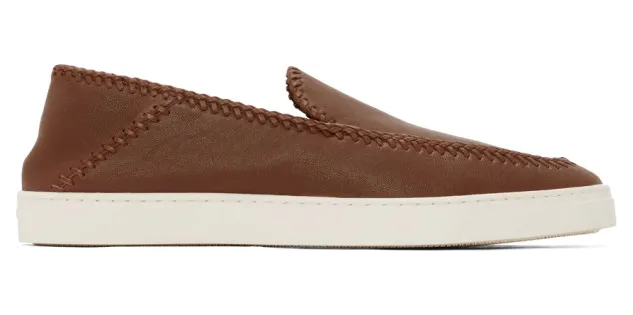 Giorgio Armani Brown Leather Washed Sneakers (X2X141 XF444)