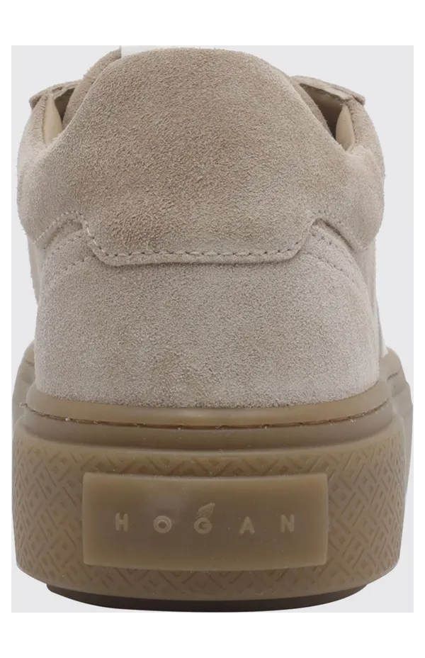 Hogan Crosswind Suede Leather Platform Sneakers Beige (HXW7050GB00UHT0R2A) (3)