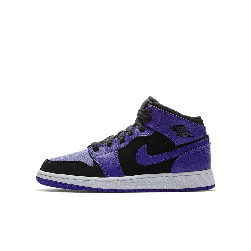 Jordan 1 Mid Black Dark Concord (GS) Black/Dark Concord-White (554725-051)