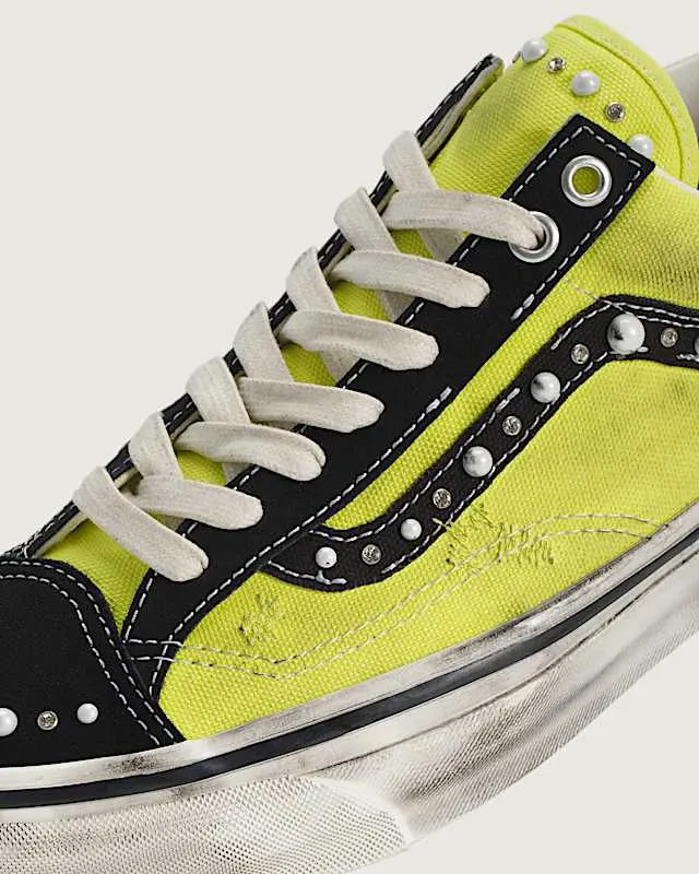 Vans Old Skool 36 Pearlized “Lime”: parels op zwart, limegeel eromheen (5)