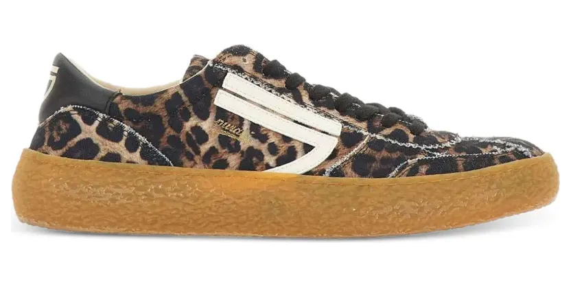 Puraai Ausgefranste Sneakers mit Leopardenprint – Braun (PU101V062LEO)