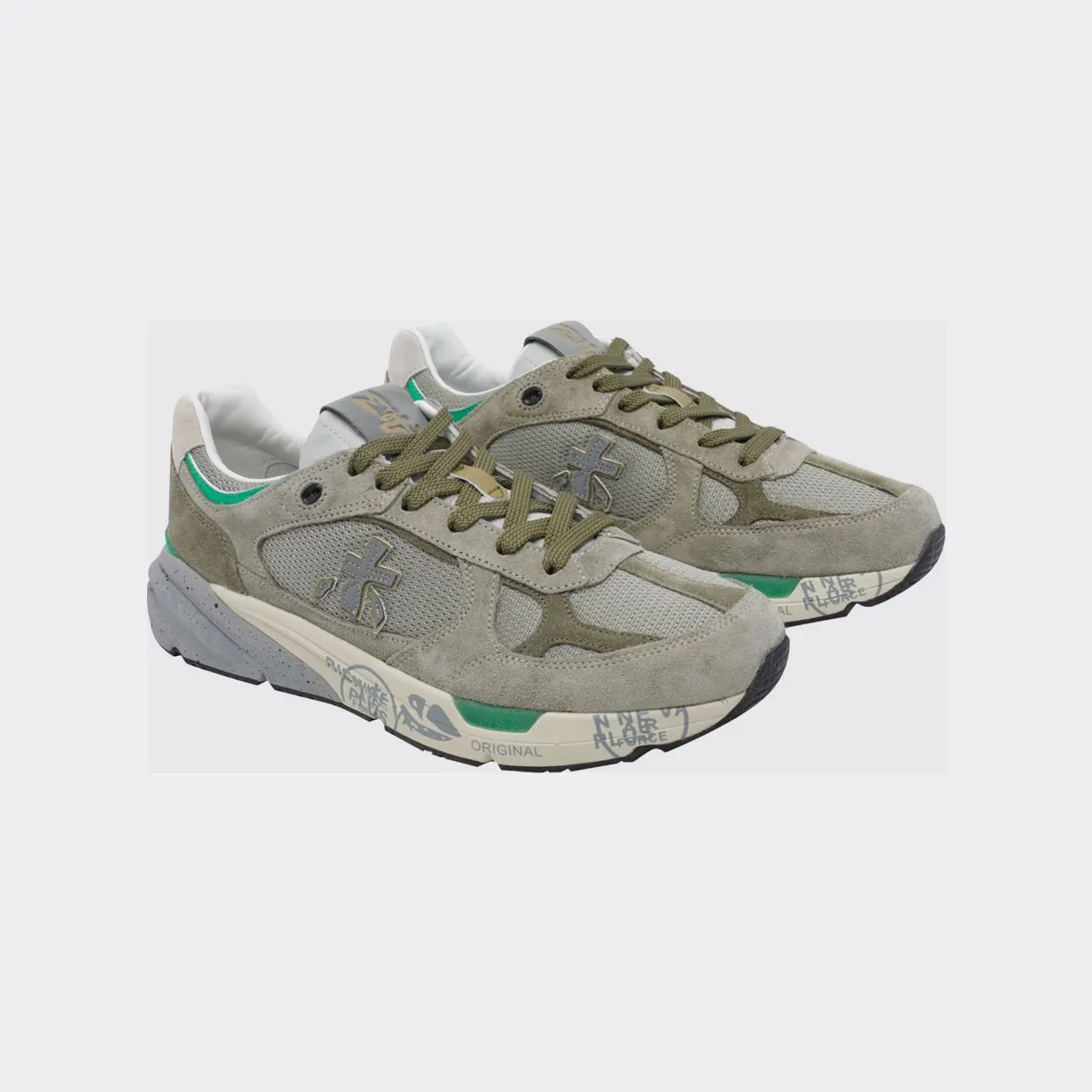 Premiata Mase Suede and Mesh Sneakers Moss Green (MASE8017)