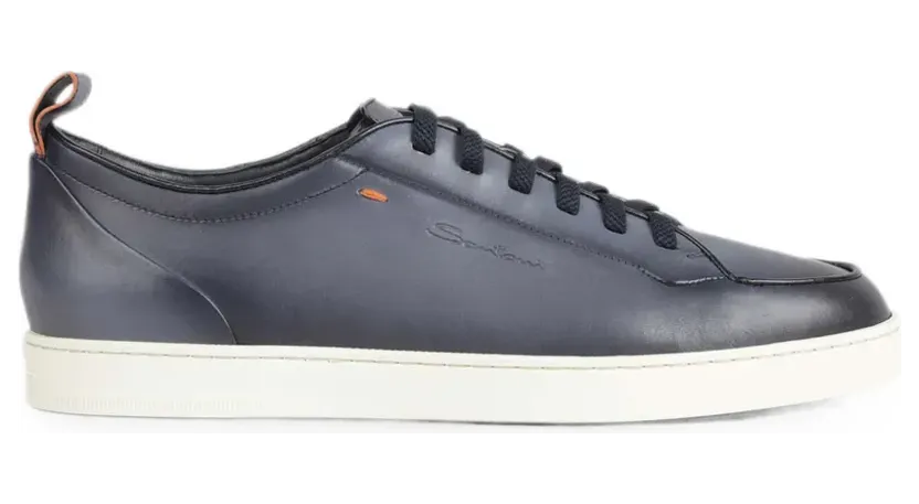 Santoni Leren met logo-reliëf “Blue” (MBNO22194TIRTAIB)
