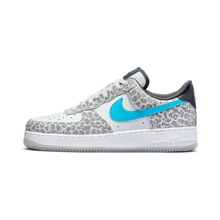 Nike Air Force 1 07 Low ‘Leopard’ Blue (2021) “Pure Platinum / Black / Particle Grey / Light Blue Fury” (DJ6192-001)