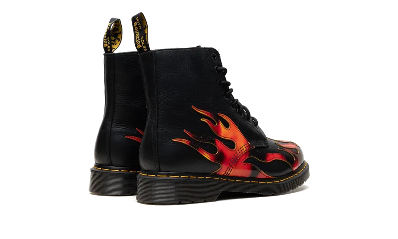 Dr Martens 1460 Pascal Flame Arcadia Rub Off Leather Boots “Black / Red / Yellow” (41517001)