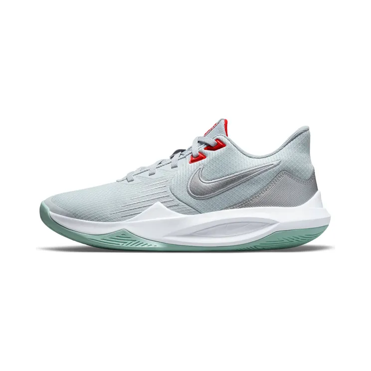 Nike Precision 5 “Pure Platinum / Wolf Grey / Chile Red / Metallic Silver” (CW3403-002)
