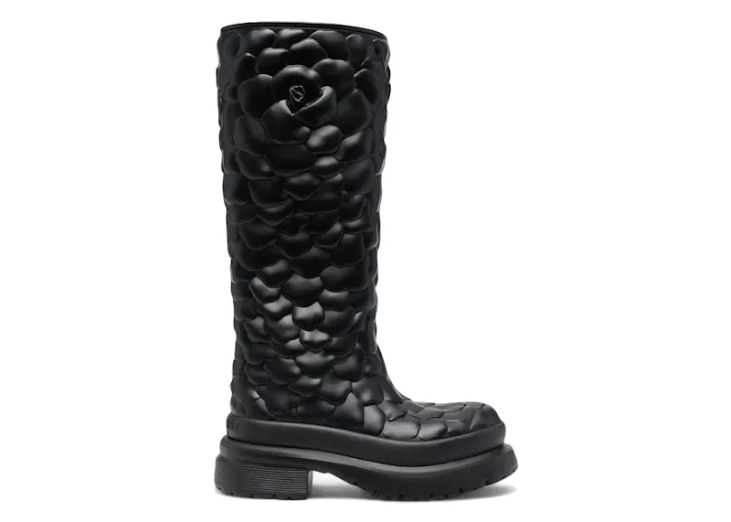 Valentino Garavani Atelier Floral-Embossed Mid-Calf Rain Boots Black (ZW2S0DC5 CKC 0NO)