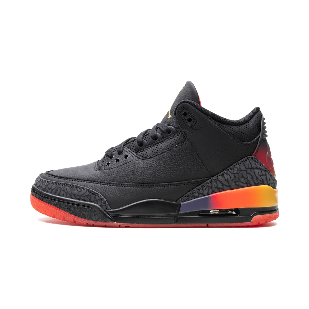 Jordan x J. Balvin Air Jordan 3 “Black/Solar Flare/Total Crimson/Abyss” (FN0344-001)