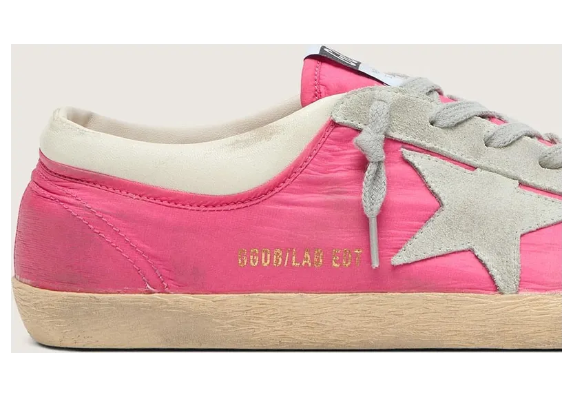 Golden Goose Women’S Super-Star In Neon Pink Nylon With Light Gray Suede Star (GWF01080.F008483.25815) (4)