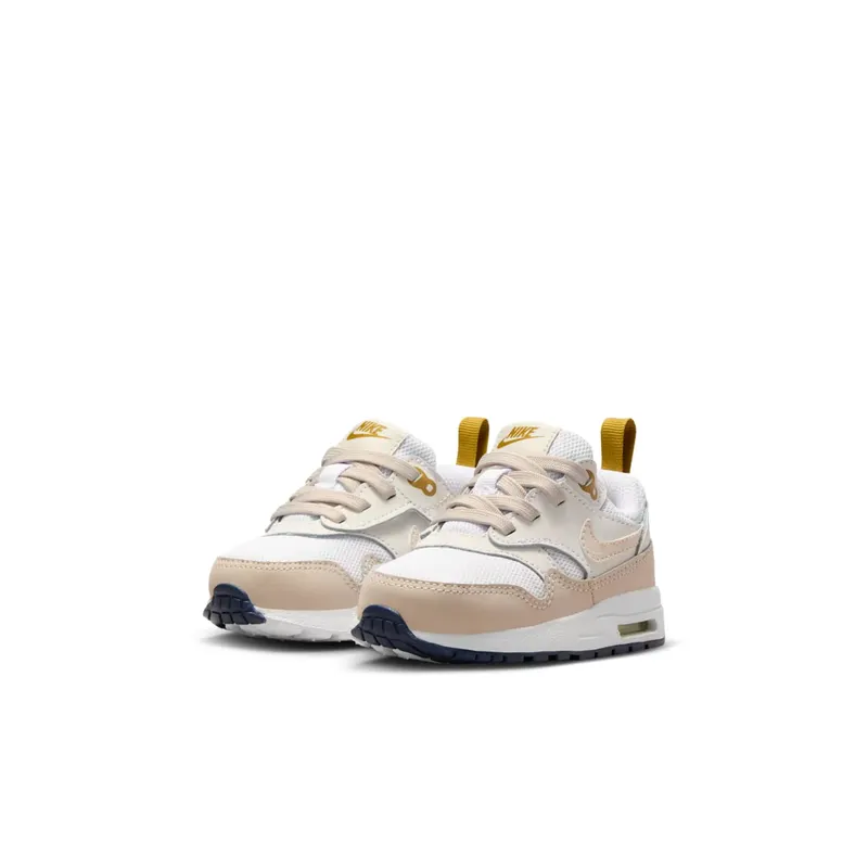 Nike Air Max 1 EasyOn Infant “White Bronzine Midnight Navy Light Orewood Brown (I)” (DZ3309-103)