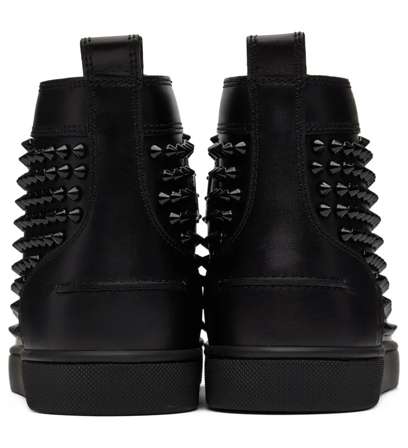 Christian Louboutin Black Louis Spikes High-Top Sneakers (1101083) (2)