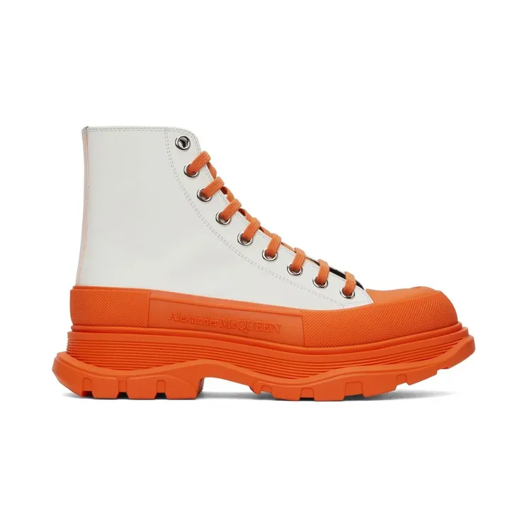 Alexander McQueen SSENSE Exclusive White & Orange Tread Slick High Sneakers (627206WHYK3)