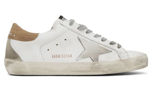 Golden Goose White and Brown Lizard Superstar Sneakers (G36MS590.S78)