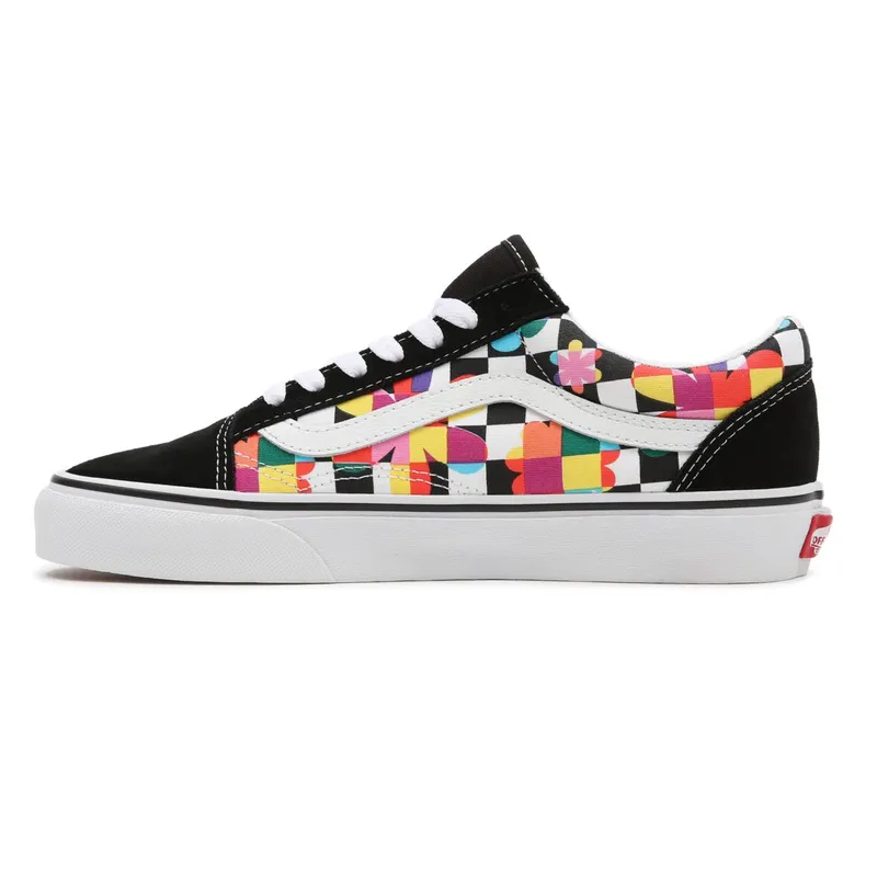 VANS Floral Checkerboard Old Skool Shoes Black (VN0A5KRFB05)