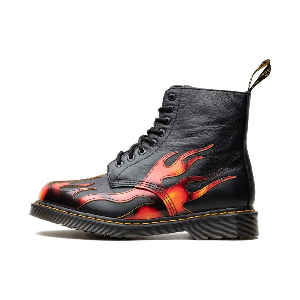 Dr Martens 1460 Pascal Flame Arcadia Rub Off Leather Boots “Black / Red / Yellow” (41517001)
