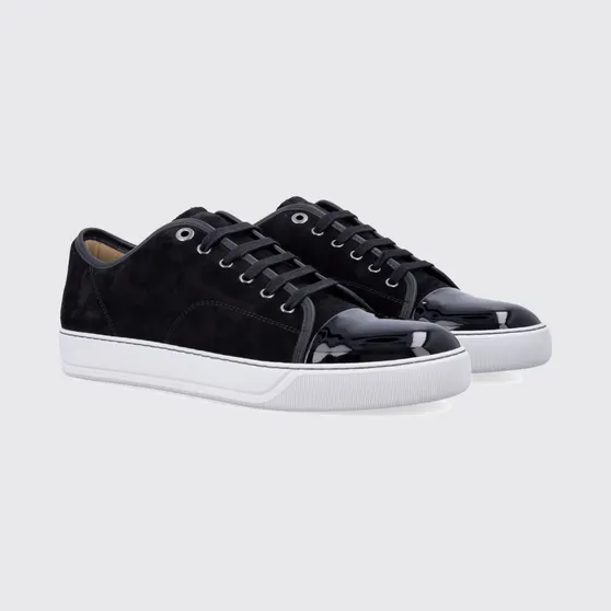 Lanvin DBB1 Suede Calf Leather Sneakers with Patent Leather Toe-Cap Black (FMSKDBB1VBAL10)