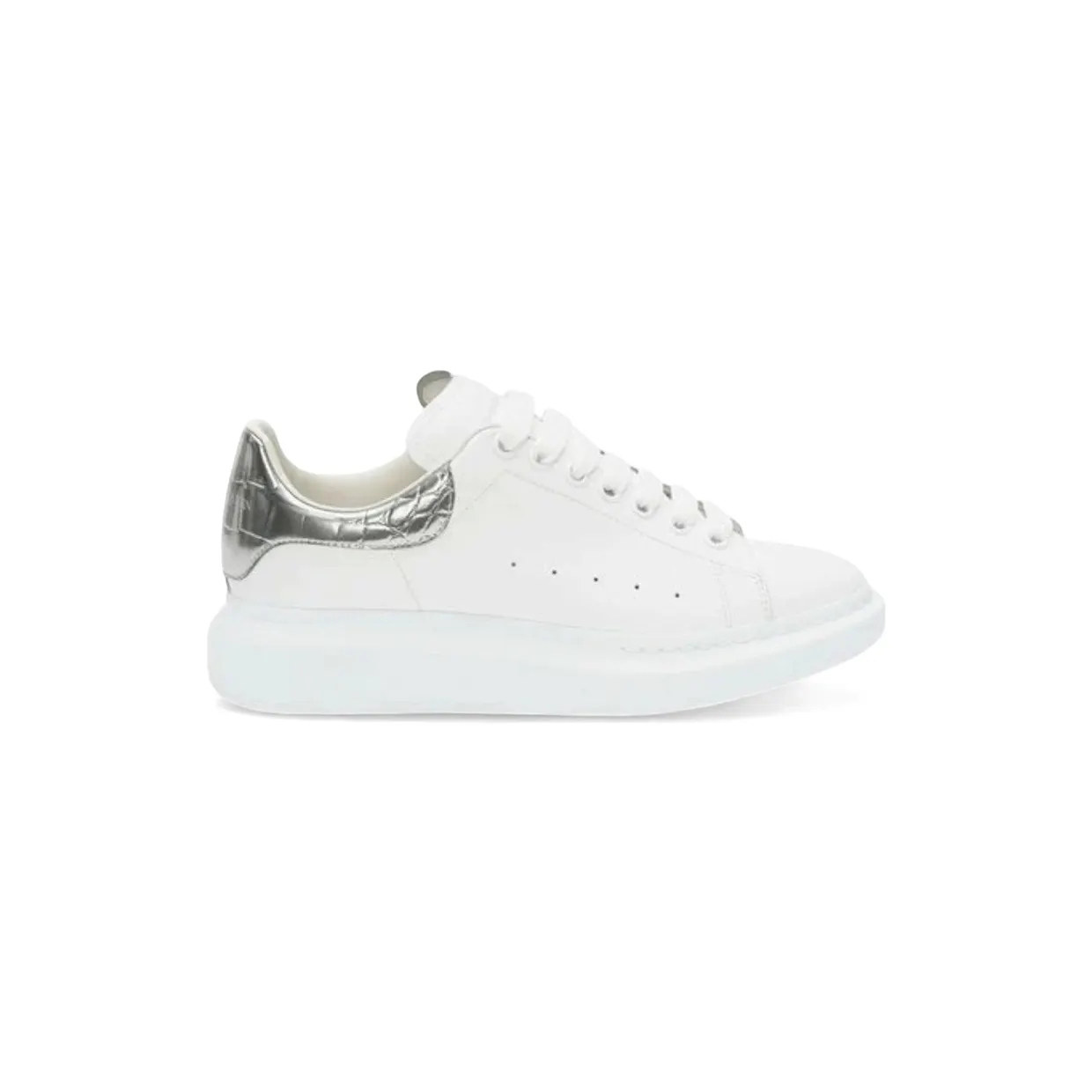 Alexander McQueen Oversized White Silver Crocodile (587691 WIAH4 9071)