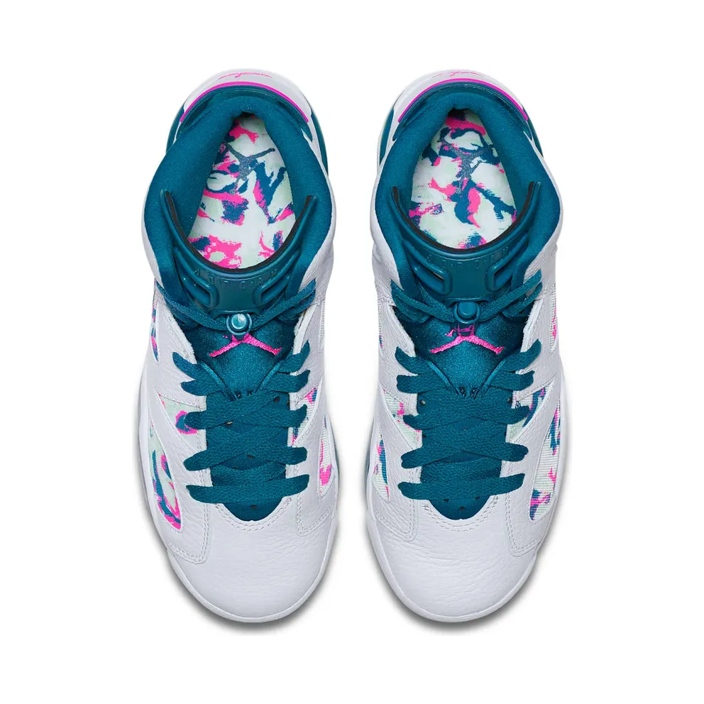 Jordan 6 Retro White Laser Fuchsia Green Abyss (GS) White/Laser Fuchsia-Green Abyss (543390-153)