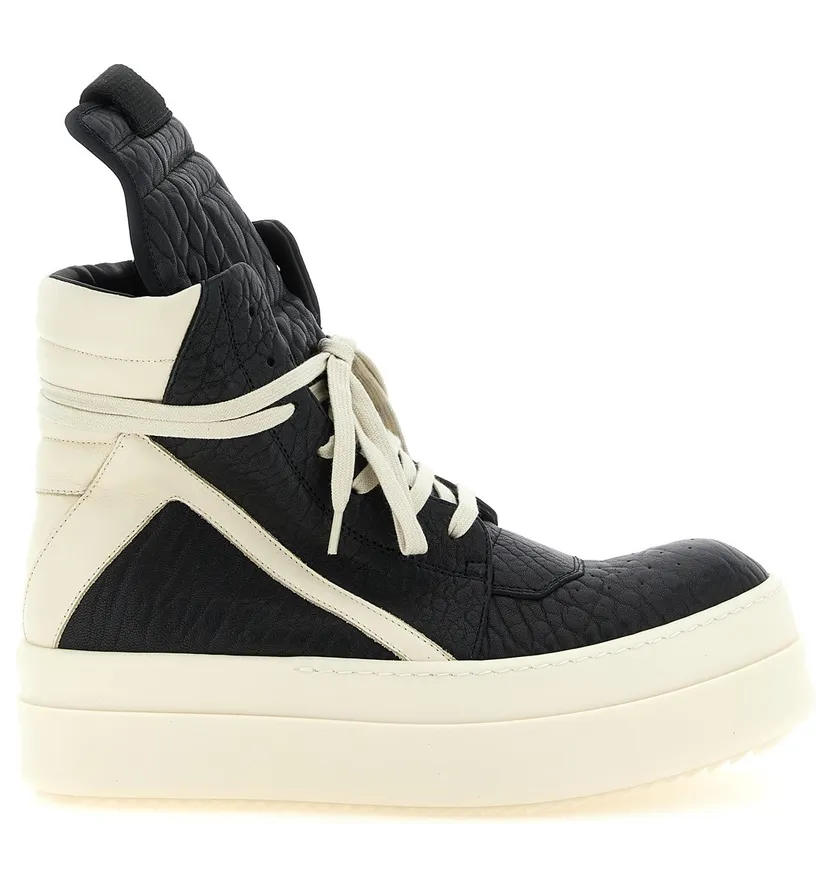 Rick Owens Mega Bumper Geobasket “White/Black” (RU02F4868LBBLCO911)