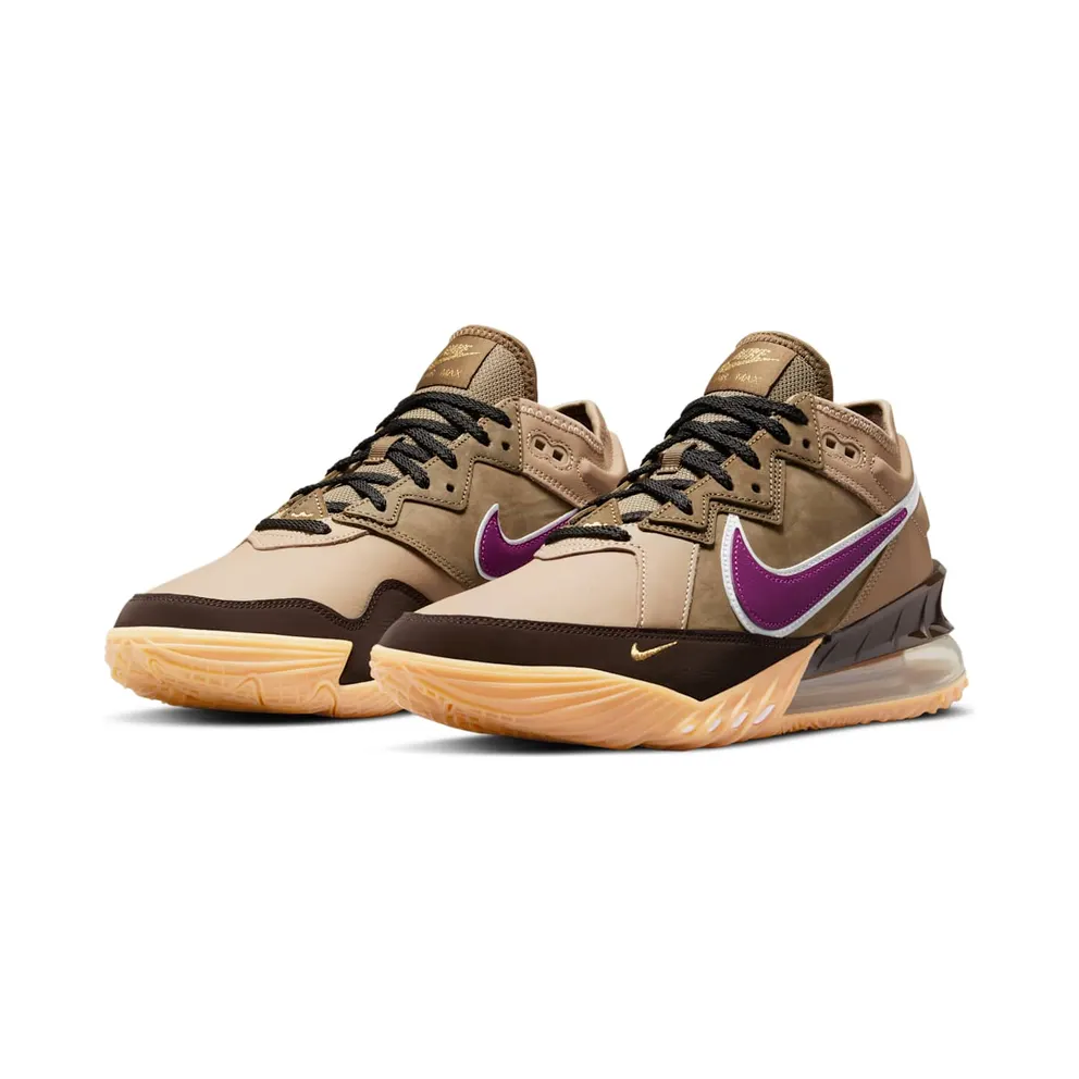 LeBron 18 Low atmos Viotech – “Khaki / Viotech / Dark Mocha / Metallic Gold” (CW3153-200)