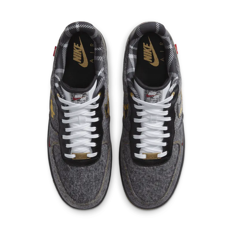 Nike Air Force 1 Low Remix Black Black/Multi-Color-White-Metallic Gold (DB1964-001)