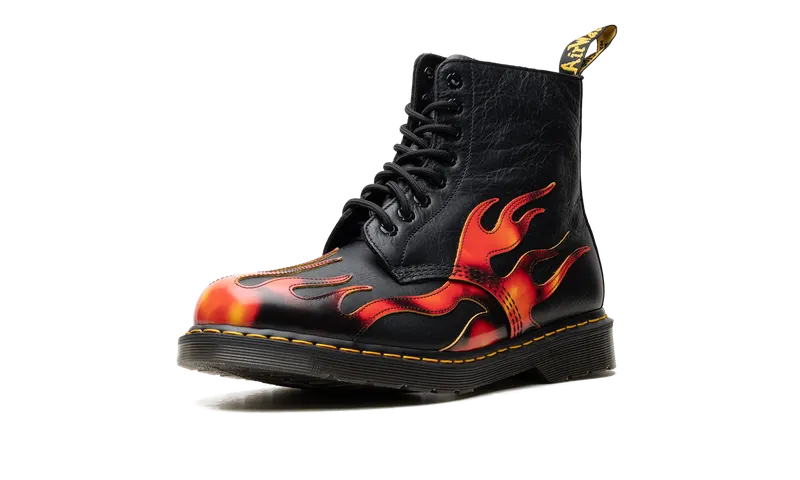 Dr Martens 1460 Pascal Flame Arcadia Rub Off Leather Boots “Black / Red / Yellow” (41517001)