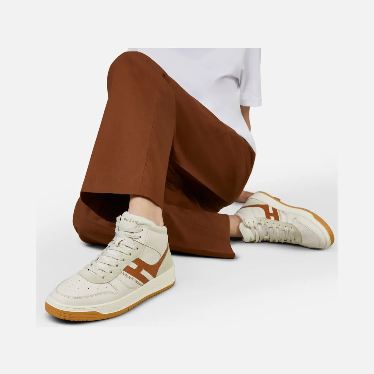 Sneakers Hogan H630 High Top White Ivory Brown (HXM6300EU40OEA641X) (5)