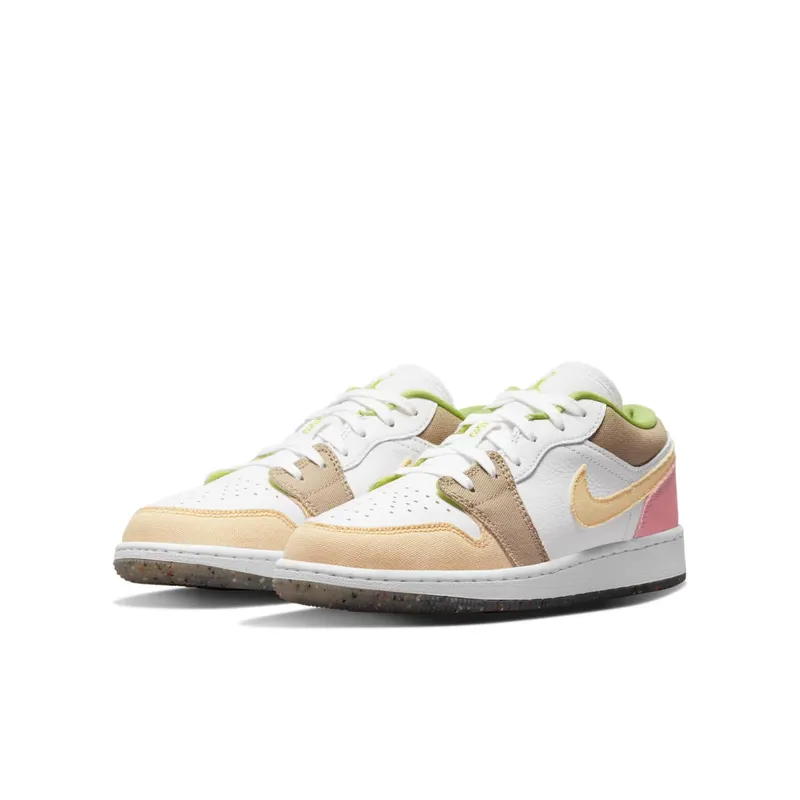 Jordan 1 Low Pastel Grind Vivid Green (GS) – “Beige / White / Pink / Tan” (DJ0341-100)