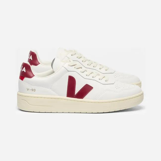 VEJA V-90 O.T Leather “EX / White / Marsala” (VD2003657)