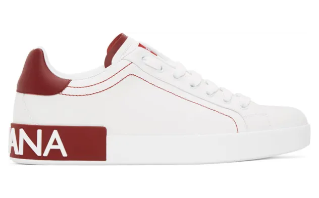 Dolce and Gabbana White and Red Portofino Sneakers (CS1760AH52689926)