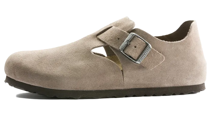 Birkenstock London Suede Leather “Taupe – Narrow Fit” (1010504)