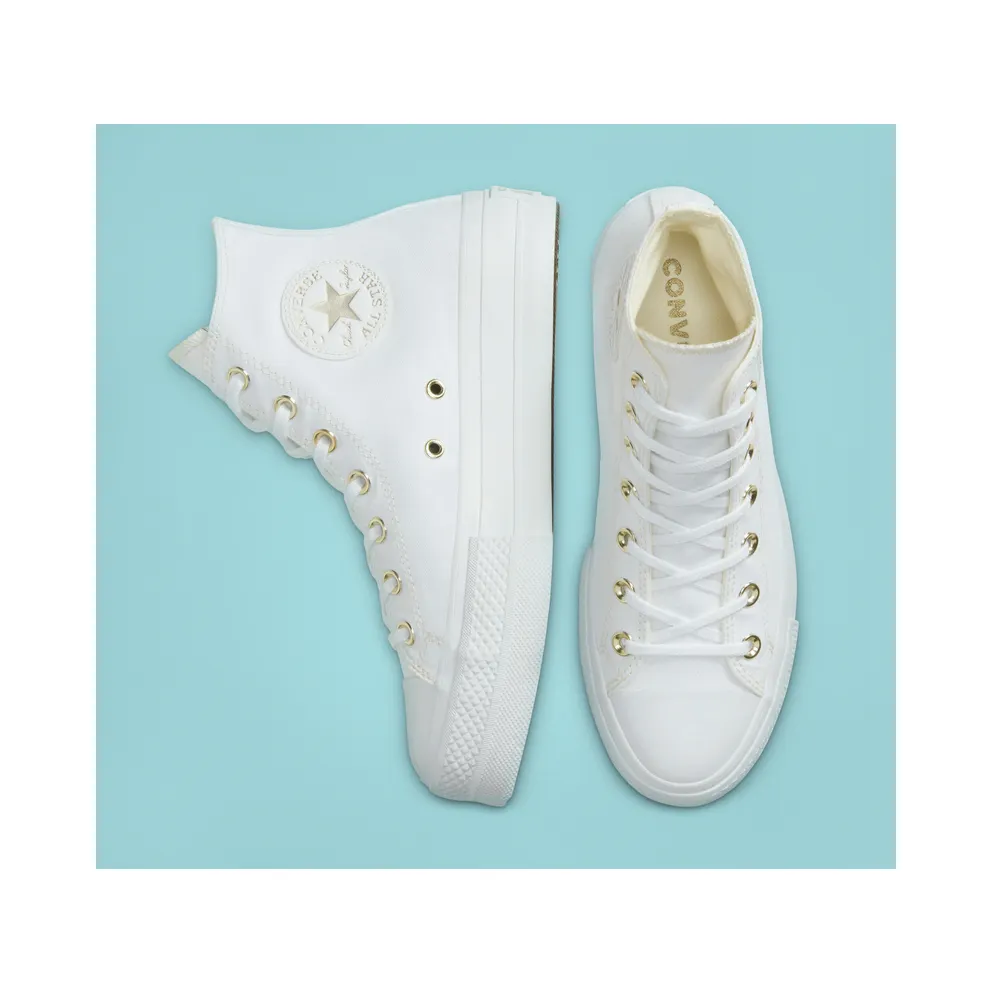 Converse Elevated Gold Platform Chuck Taylor All Star White/White/Gold