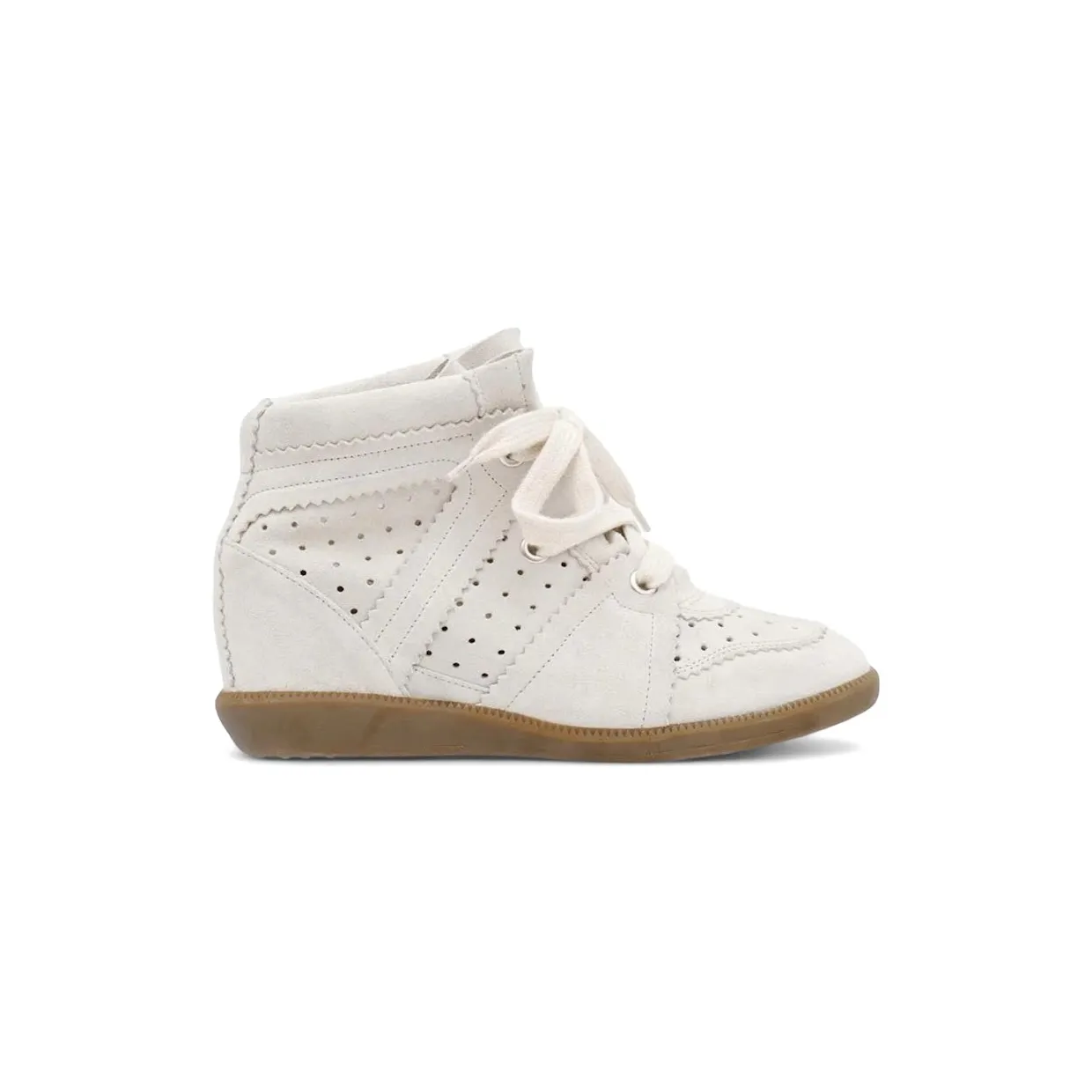 Isabel Marant Bobby Suede Calfskin Leather Wedge Sneakers Chalk (BK0011FA-A1E20S-20CK)