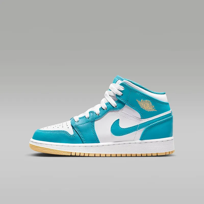 Air Jordan 1 Mid GS “Aquatone / White / Celestial Gold” (DQ8423-400)