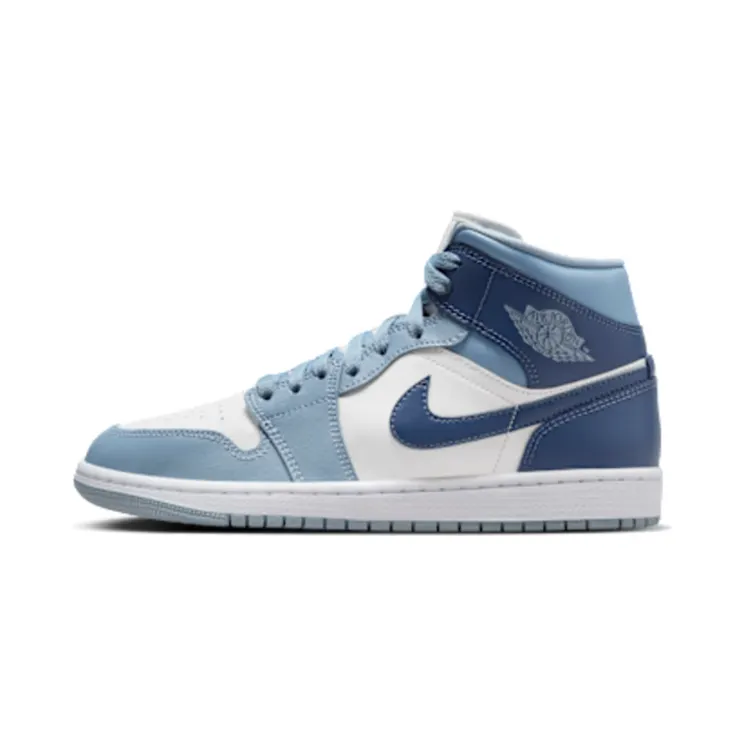 Nike Air Jordan 1 Mid SE Black Chrome (W) “Sail / Blue Grey / White / Diffused Blue” (BQ6472-140)